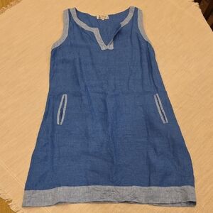 Elegant Blue Sleeveless Linen Mini Dress